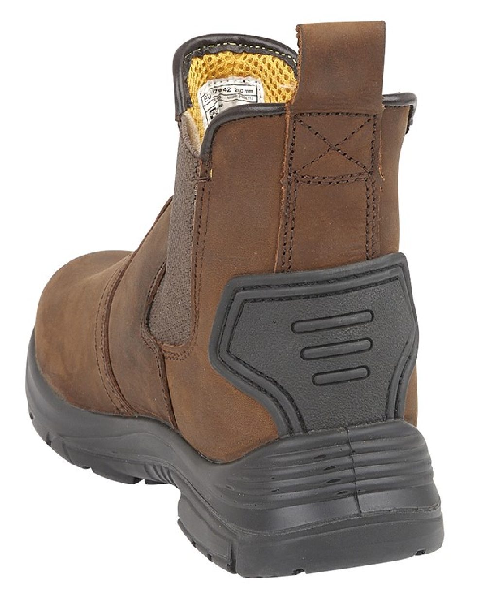 Brown coloured Grafters Super Wide EEEE Fit Water Resistant Safety Dealer Boots on white background