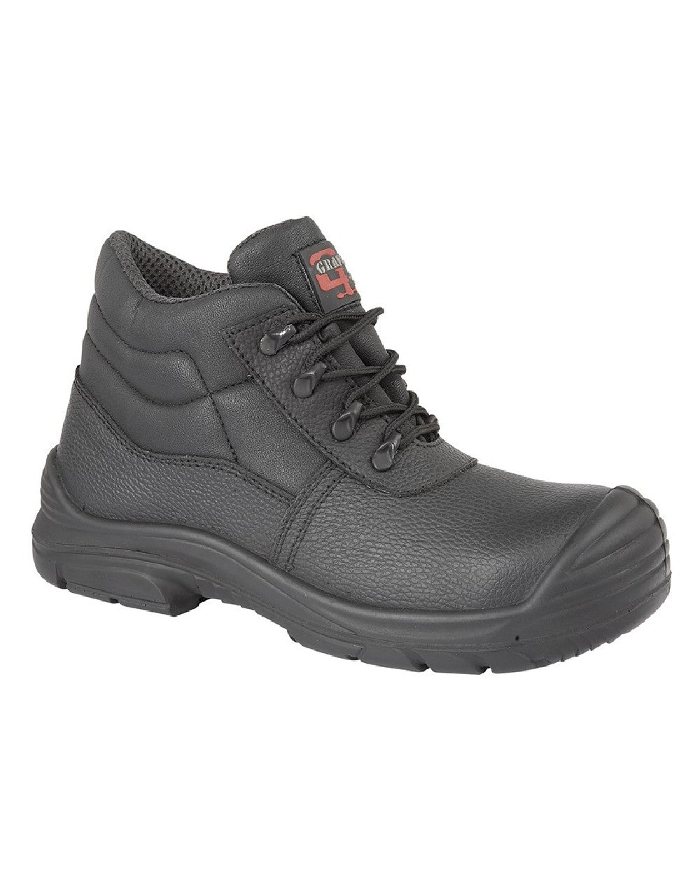Black coloured Grafters Super Wide EEEE Fitting Waterproof Safety Chukka Boots on white background