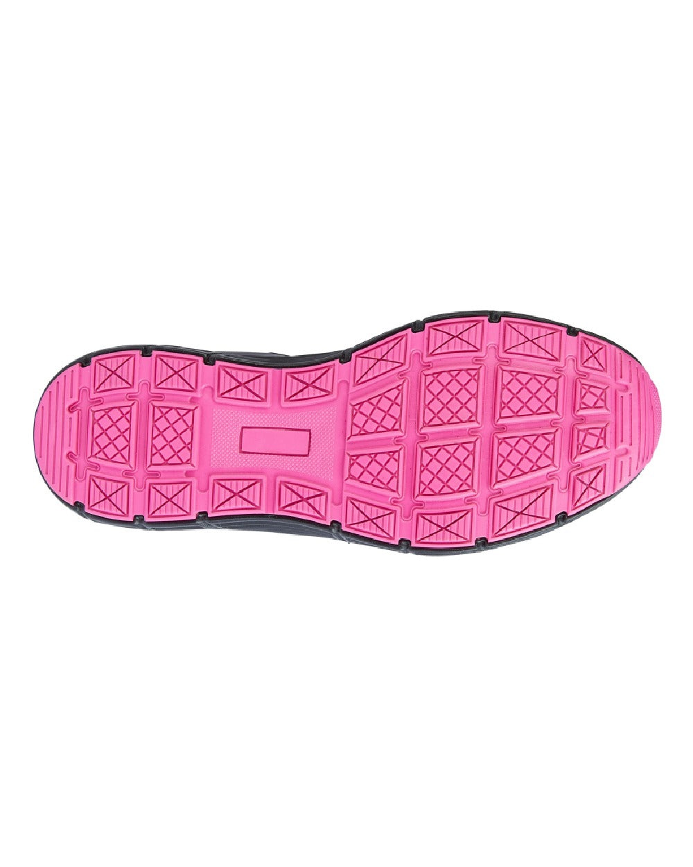 Black Hot Pink coloured Grafters Womens Black Hot Pink Nylon Mesh Safety Trainer Shoes on white background