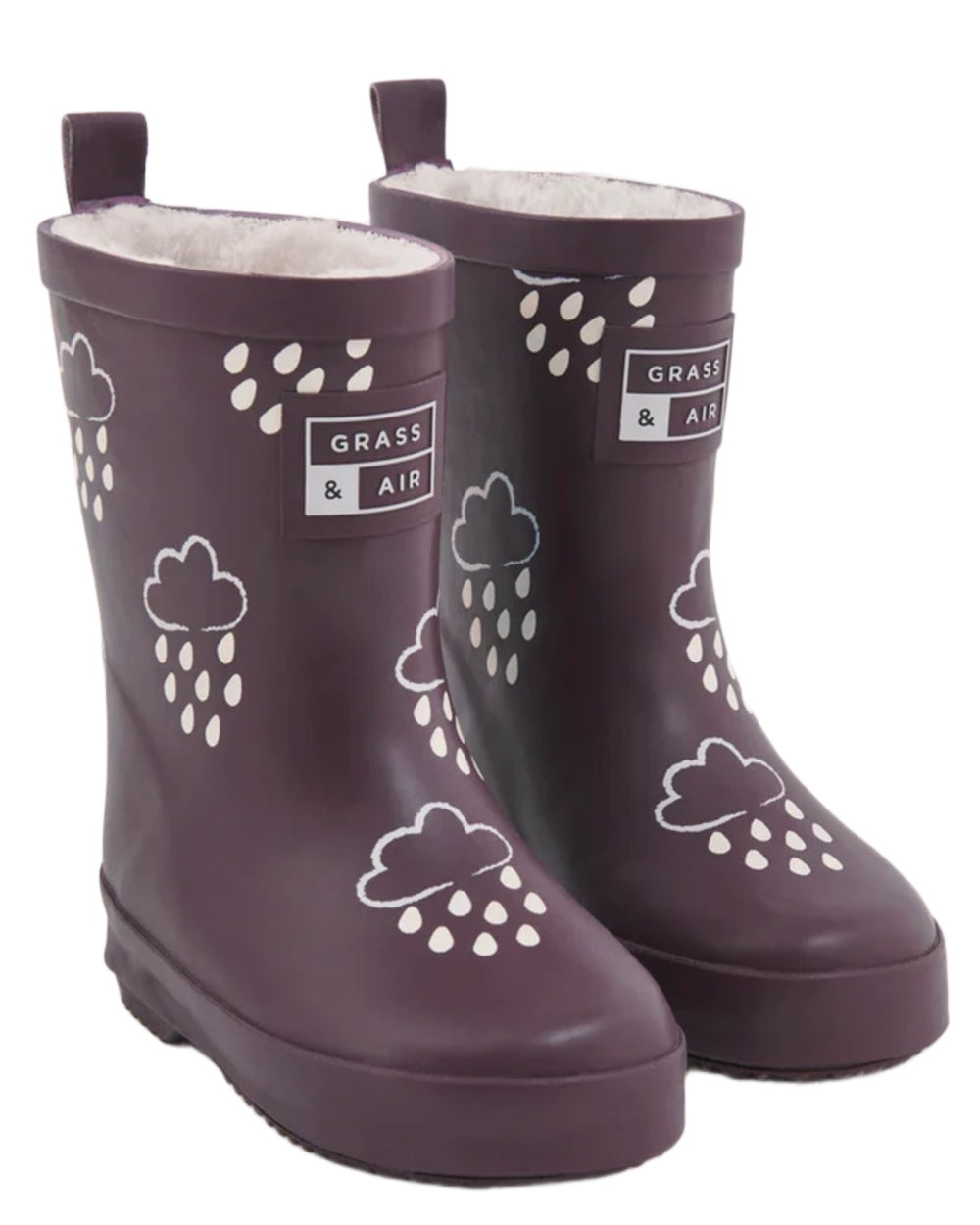 Amethyst Purple coloured Grass & Air Childrens Colour-Changing Wellies on white background