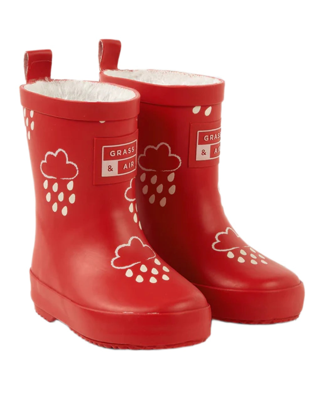 Ruby Red coloured Grass & Air Childrens Colour-Changing Wellies on white background