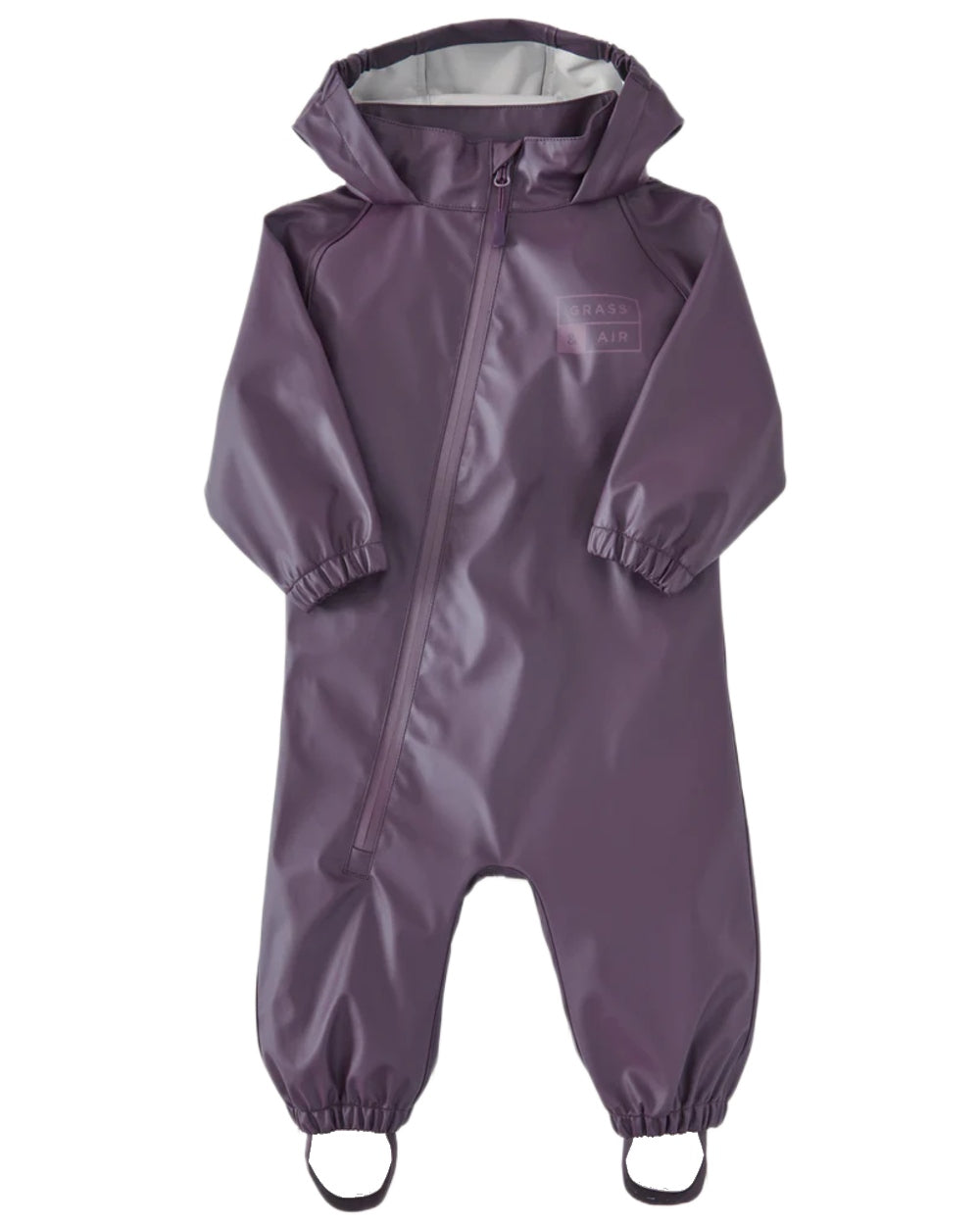 Amethyst Purple coloured Grass & Air Childrens Puddle Suit on white background