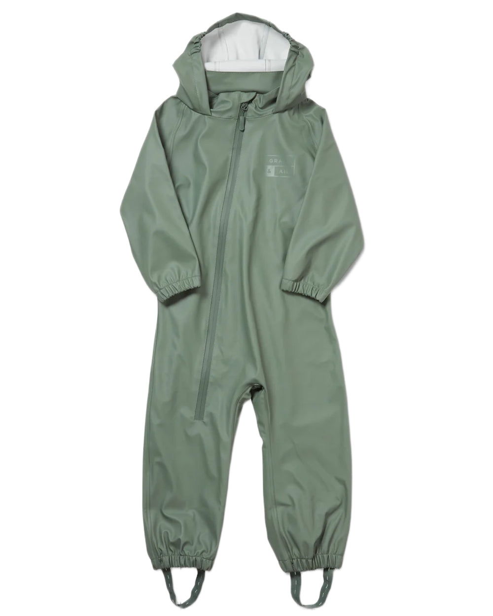 Khaki Green coloured Grass & Air Childrens Puddle Suit on white background