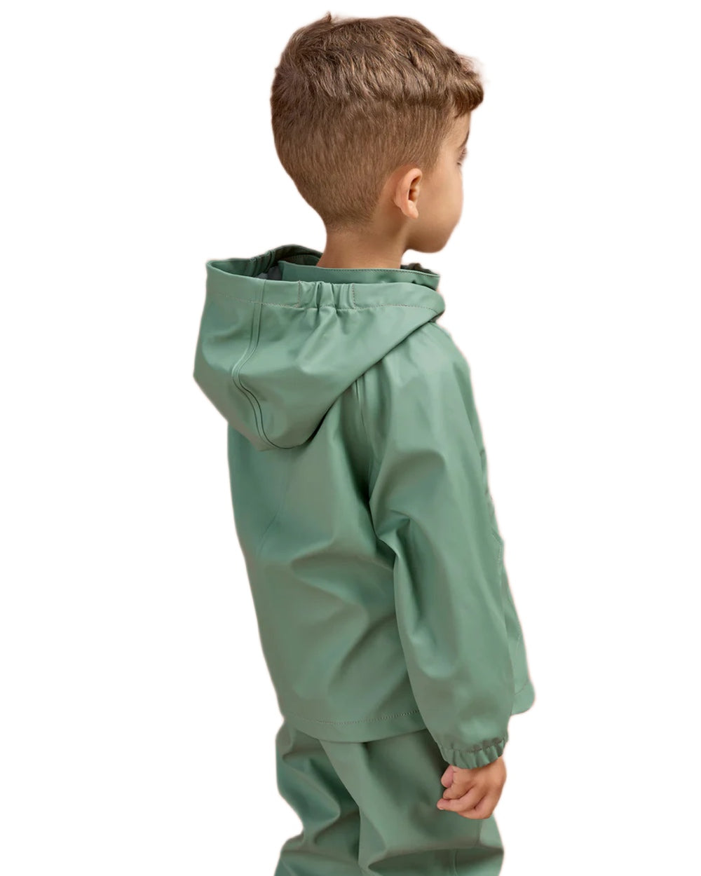 Khaki Green coloured Grass & Air Childrens Rainster Jacket on white background