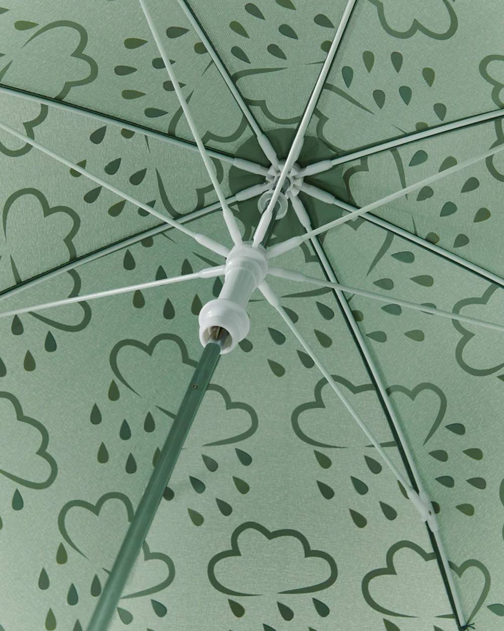 Khaki Green coloured Grass & Air Little Kids Colour-Revealing Umbrella on white background