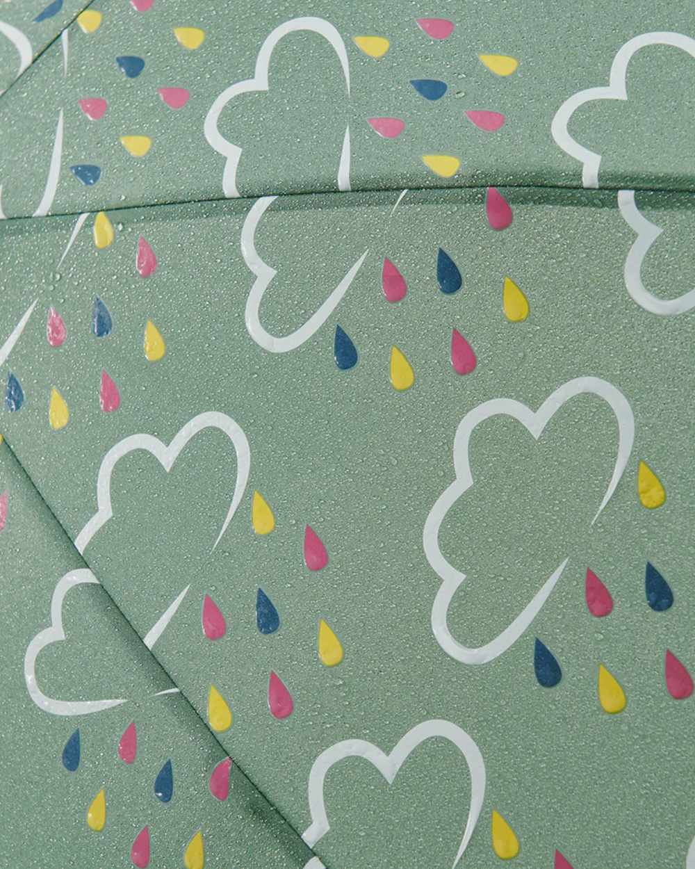 Khaki Green coloured Grass & Air Little Kids Colour-Revealing Umbrella on white background