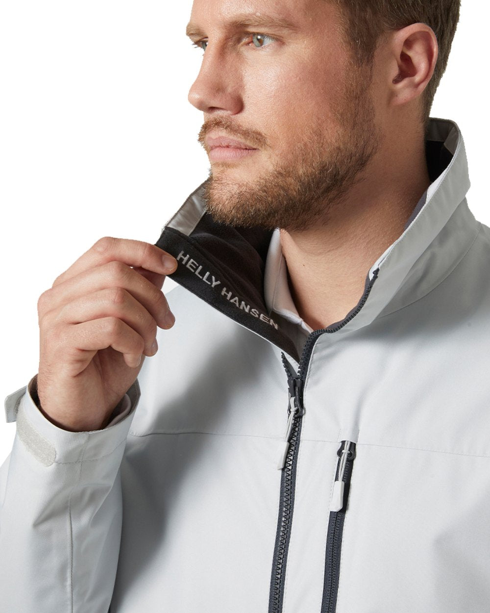 Grey Fog Coloured Helly Hansen Mens Crew Midlayer Jacket 2 On A White Background