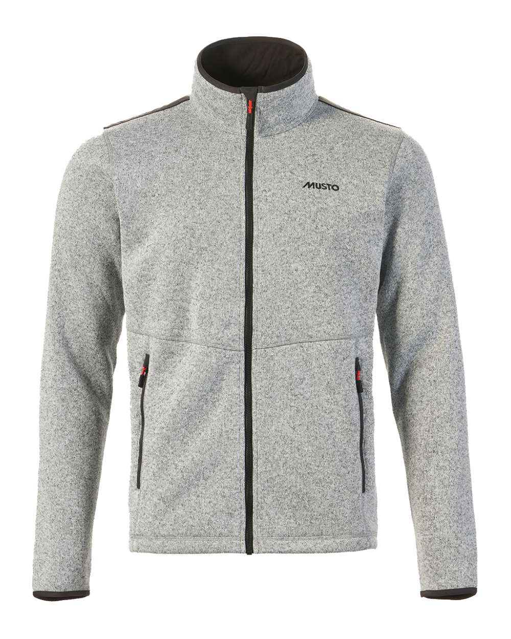Grey Melange Coloured Musto Mens Knitted Fleece On A White Background