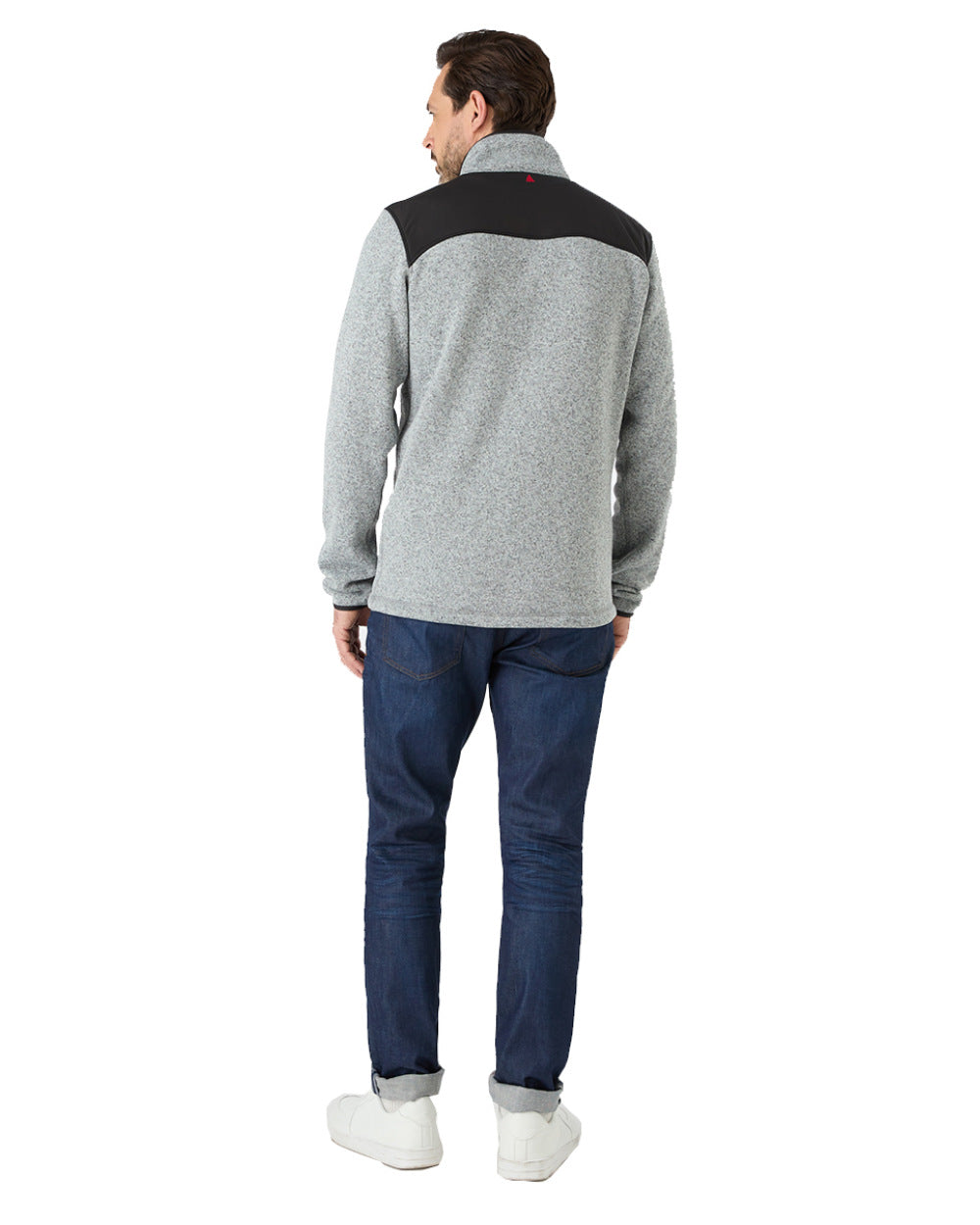 Grey Melange Coloured Musto Mens Knitted Fleece On A White Background