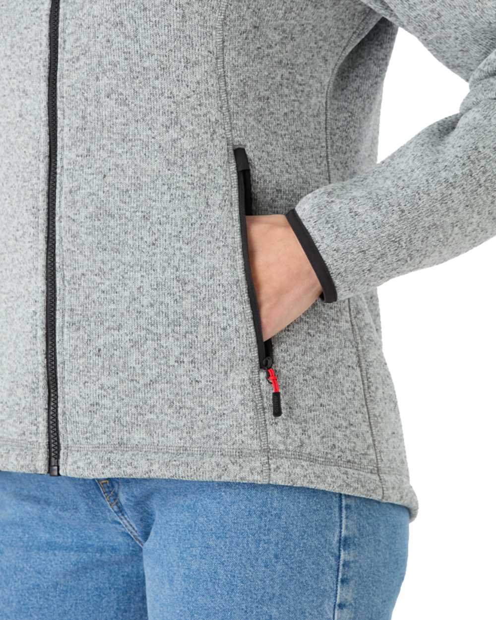 Grey Melange Coloured Musto Womens Knitted Fleece On A White Background