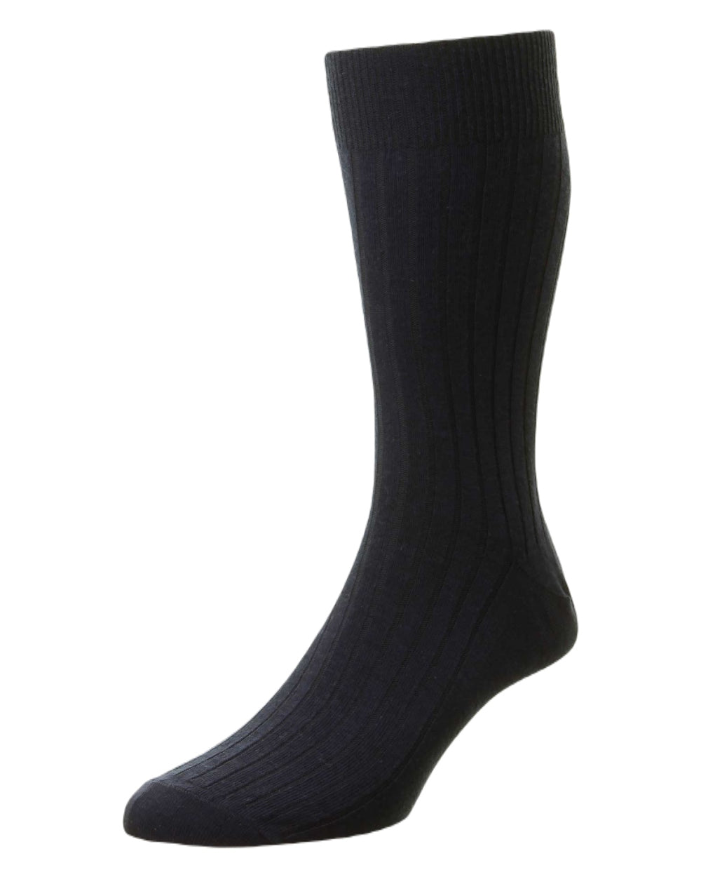 Navy coloured HJ Hall Classic Rib Cotton Socks on white background