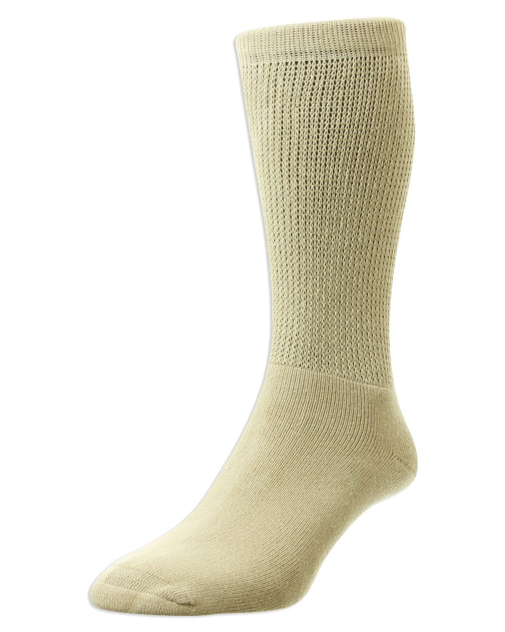 Oatmeal coloured HJ Hall Cotton Rich Diabetic Socks on white background