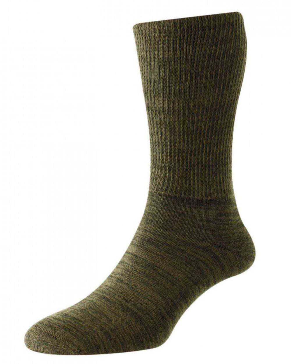Olive Brown coloured HJ Hall Diabetic Lightweight Cotton Socks on white background