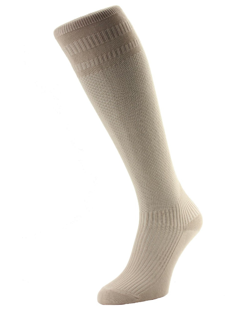 Oatmeal coloured HJ Hall Energisox Revitalising Compression With Softop Sock on white background