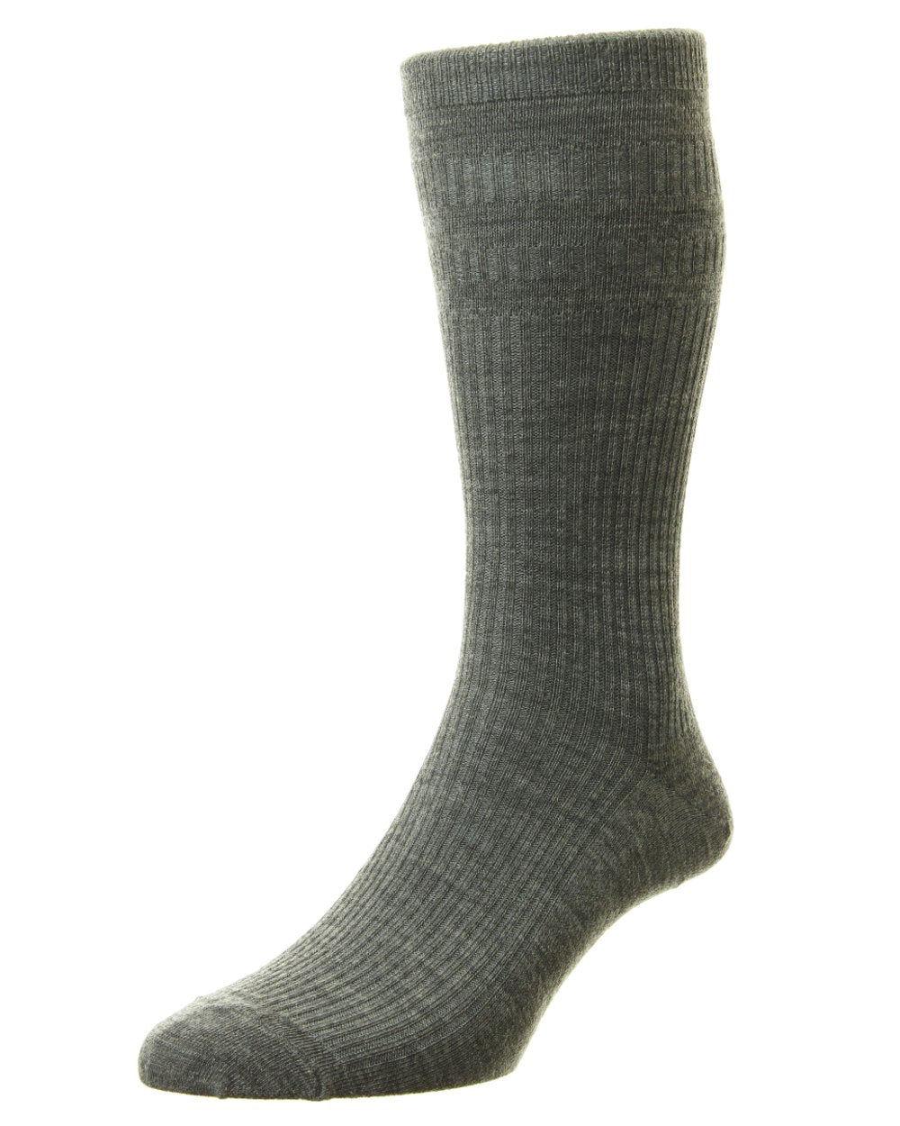 Grey coloured HJ Hall Extra Wide Soft Top Sock Sanitised Wool on white background
