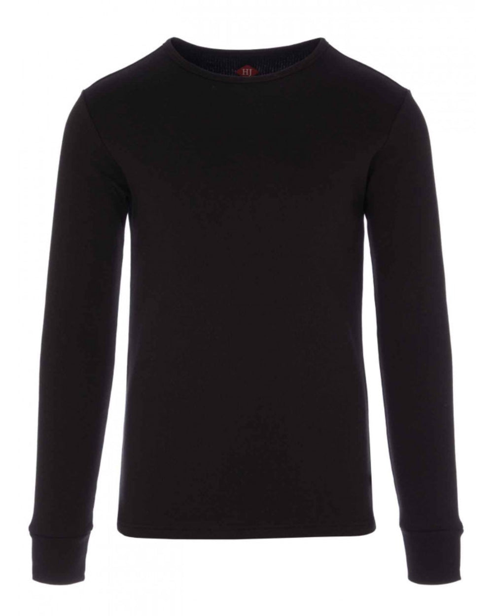 Black coloured HJ Hall Mens Cotton Rich Thermal Long Sleeve Top on white background