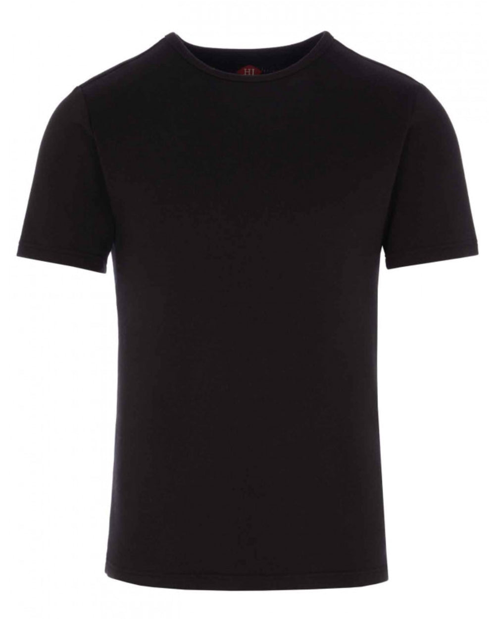 Black coloured HJ Hall Mens Cotton Rich Thermal T-shirt on white background