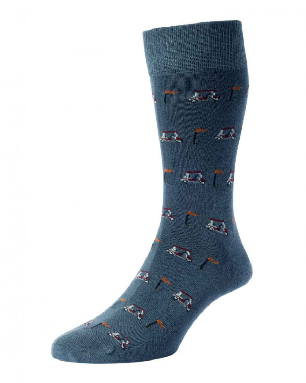 Slate Blue coloured HJ Hall Mens Golf 3 Pair Pack Socks on white background