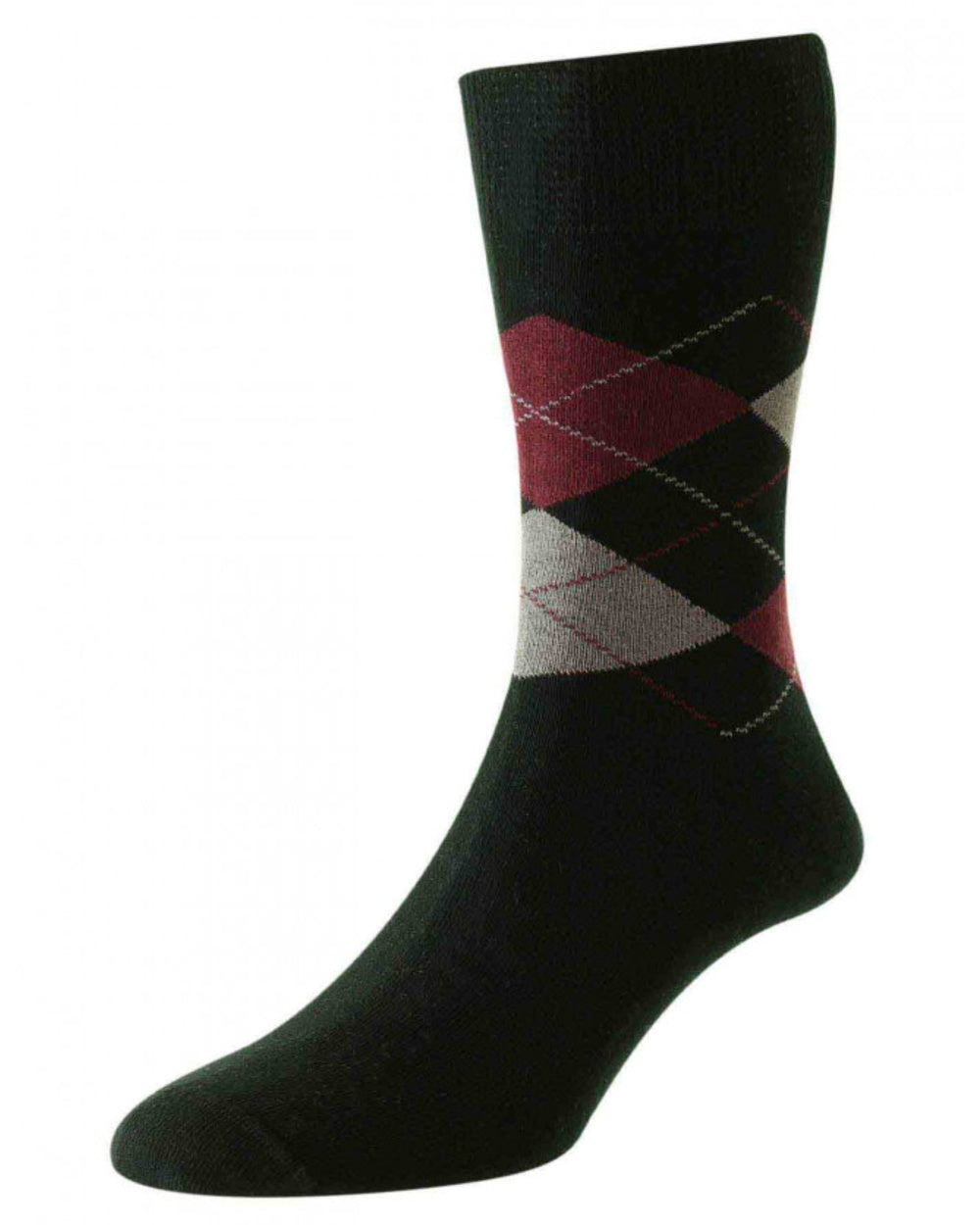 Black coloured HJ Hall Mens Organic Cotton Comfort Top Socks on white background