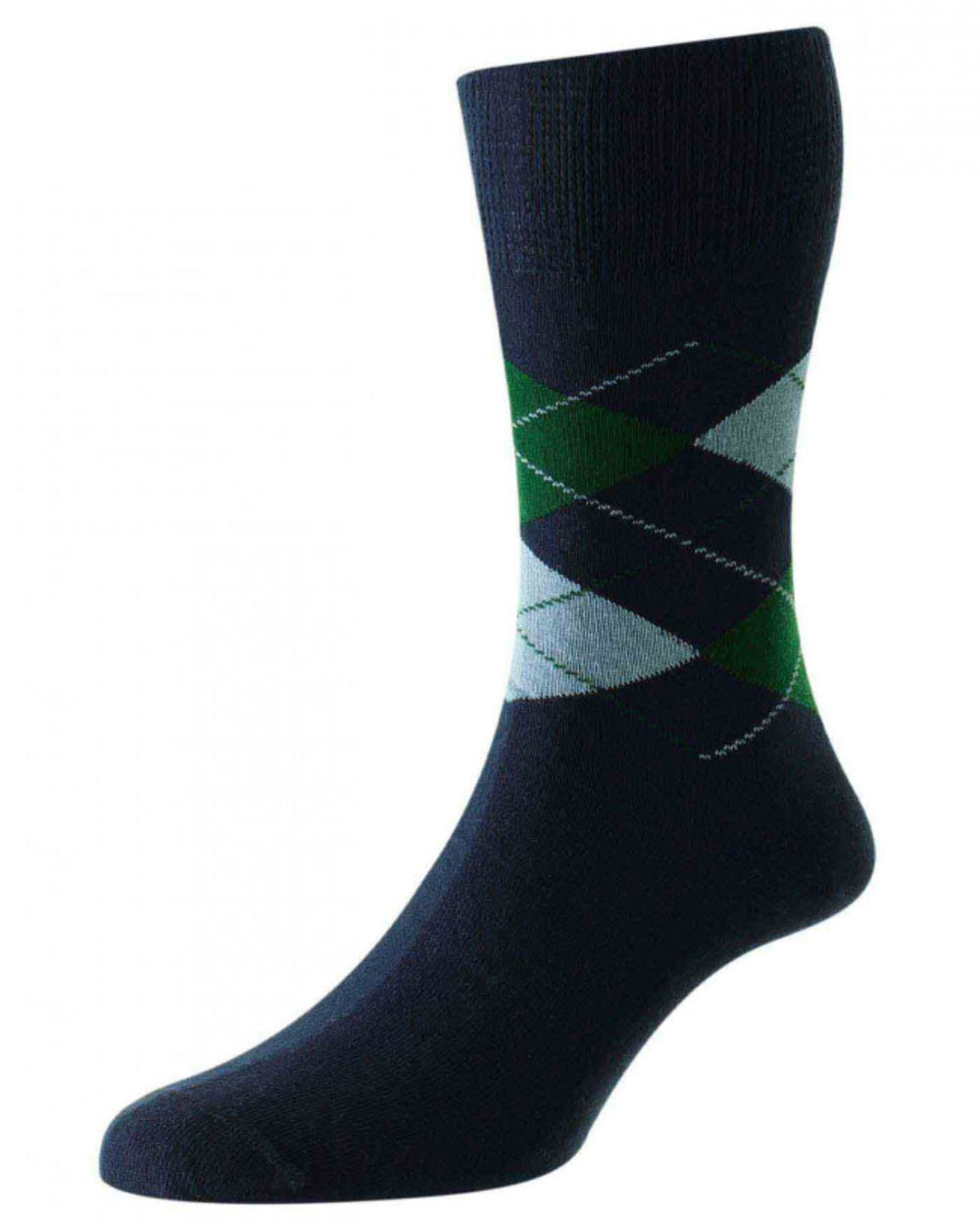 Navy coloured HJ Hall Mens Organic Cotton Comfort Top Socks on white background