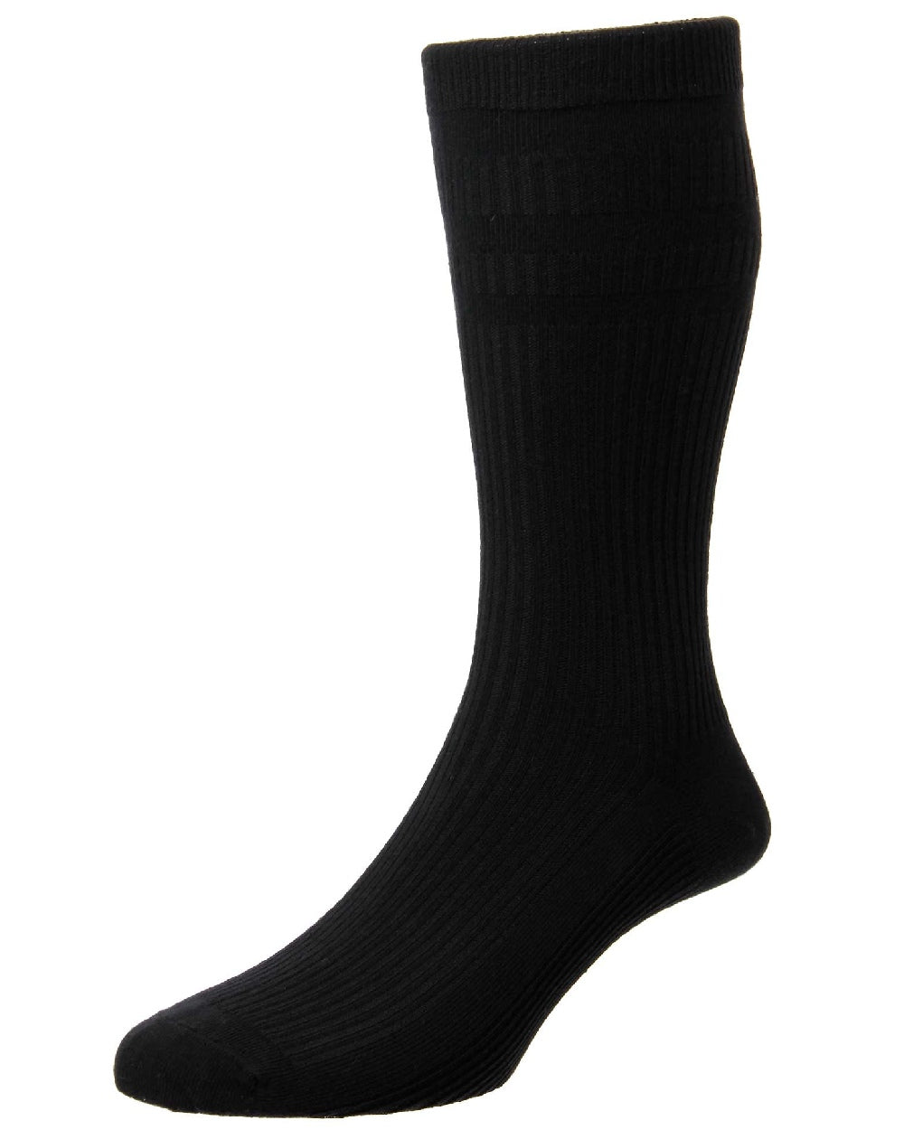 Black coloured HJ Hall Original Cotton Soft Top Socks on white background