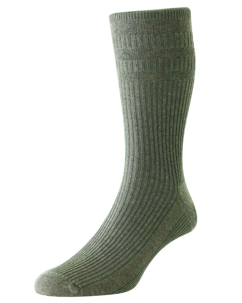 Mid Grey Melange coloured HJ Hall Original Cotton Soft Top Socks on white background