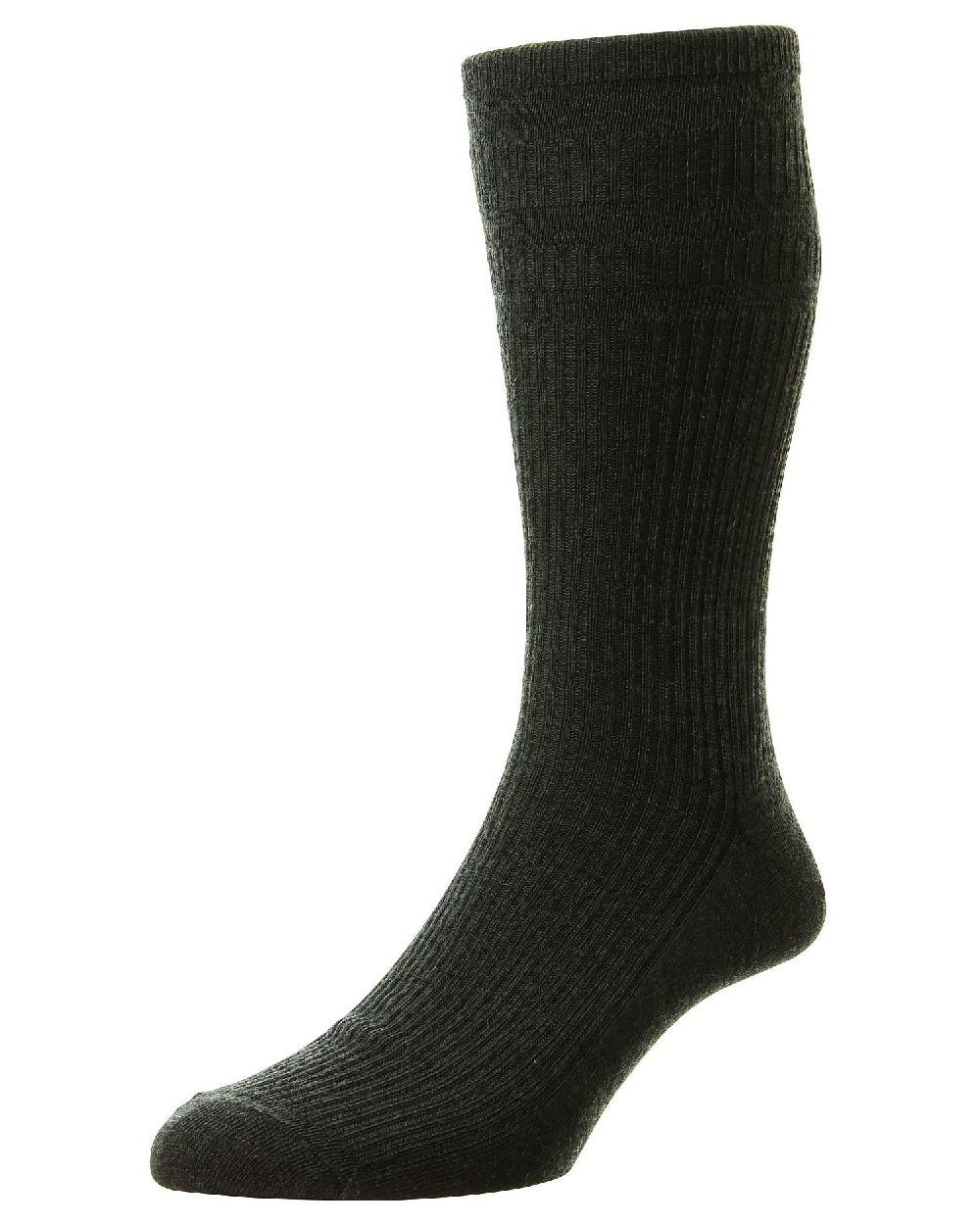 Charcoal coloured HJ Hall Original Wool Soft Top Socks on white background