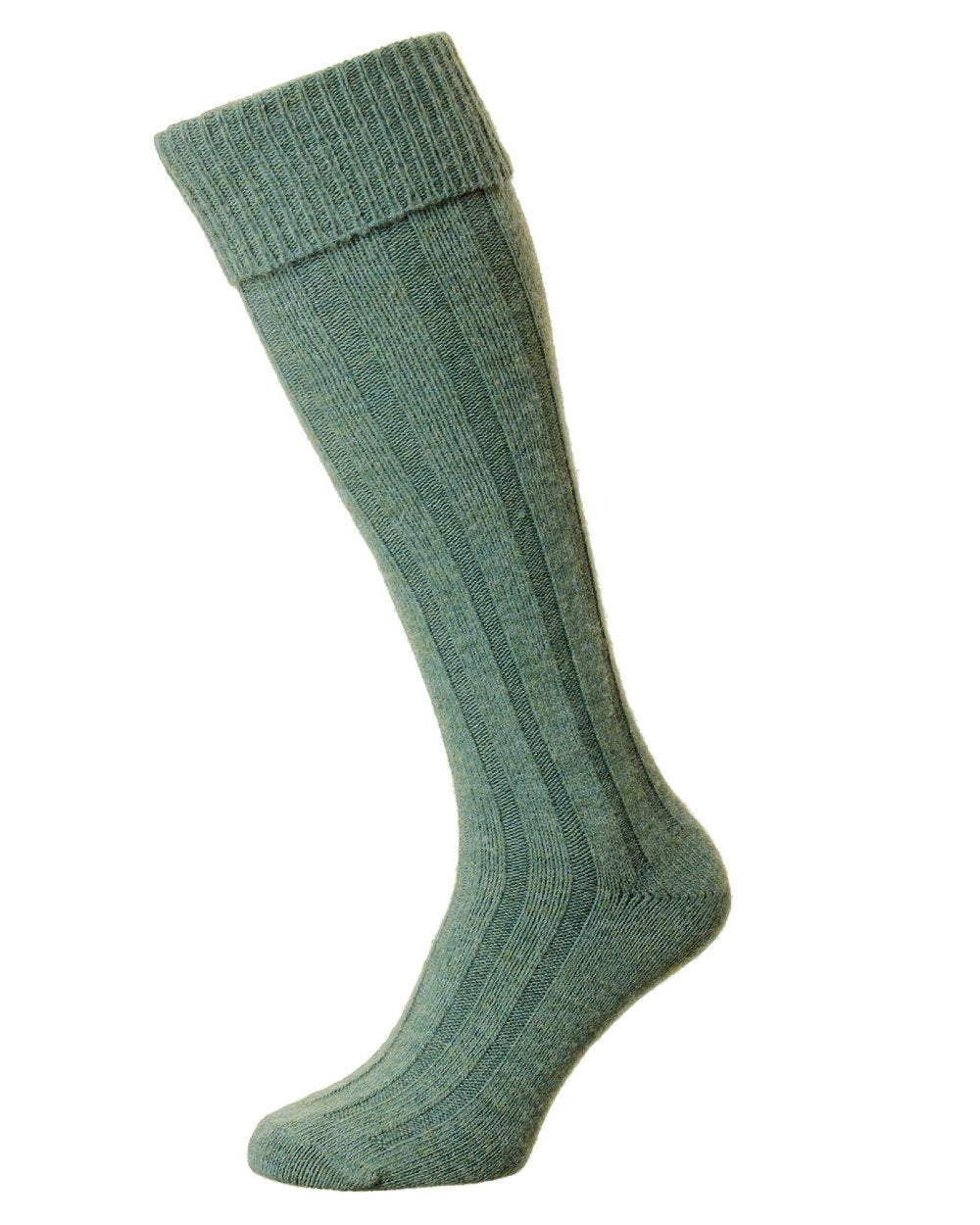 Lovat coloured HJ Hall Ribbed Stripe Economy Kilt Socks on white background