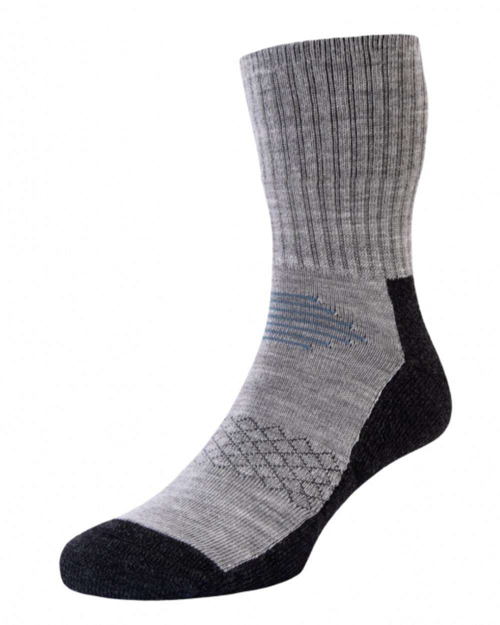 Light Grey coloured HJ Hall Technical Rambler Anti-Blister Dual Layer Wool Socks on white background