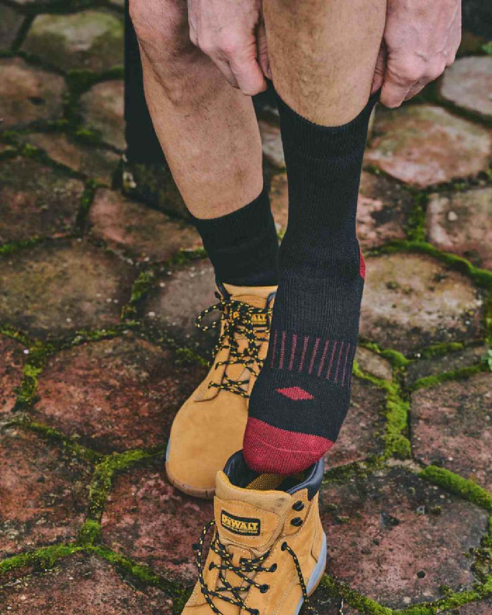 Black Grey coloured HJ Hall Brushed Thermal Workwear Sock Twin Pack on ground background