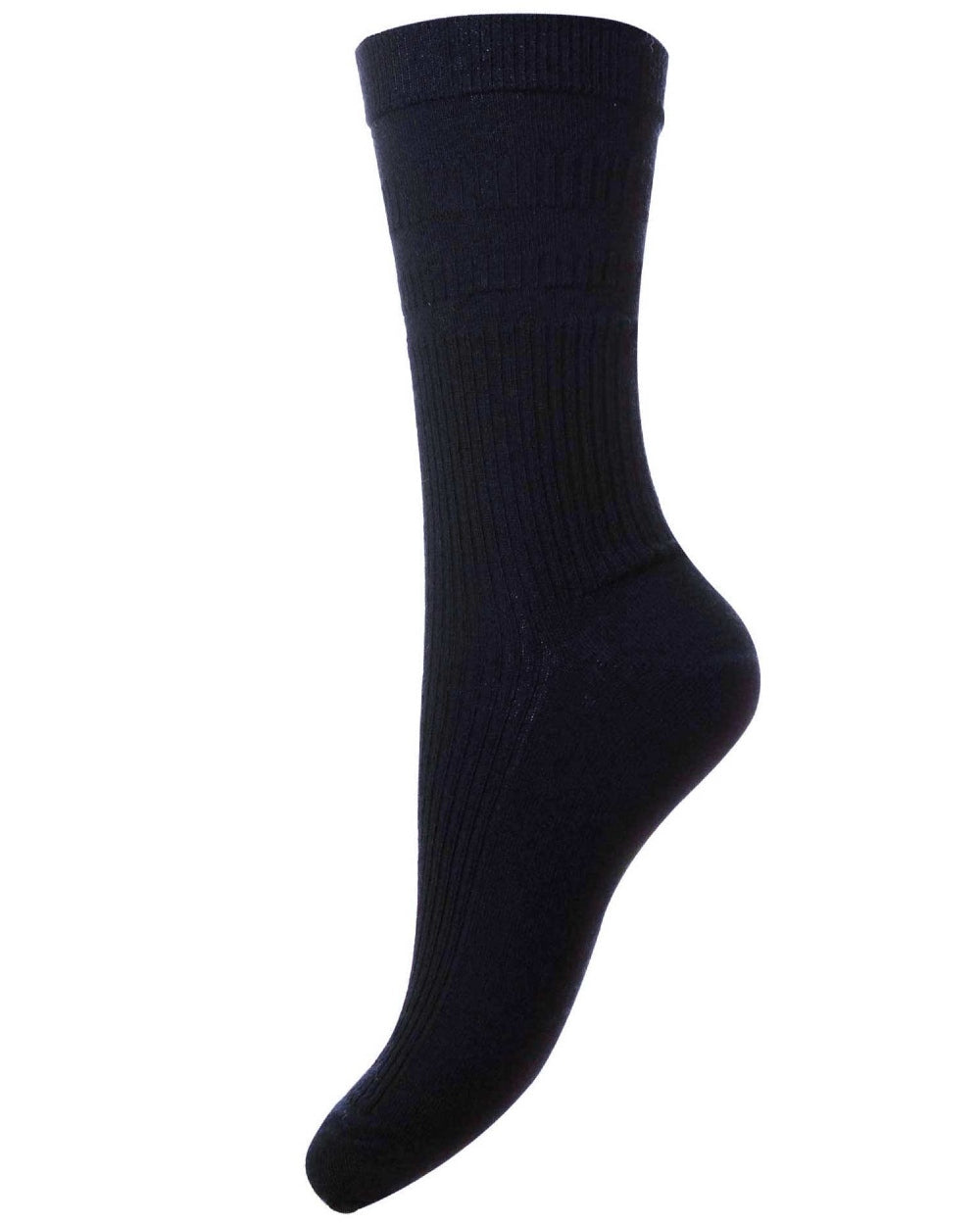 Navy coloured HJ Hall Womens Original Bamboo Softop Socks on white background