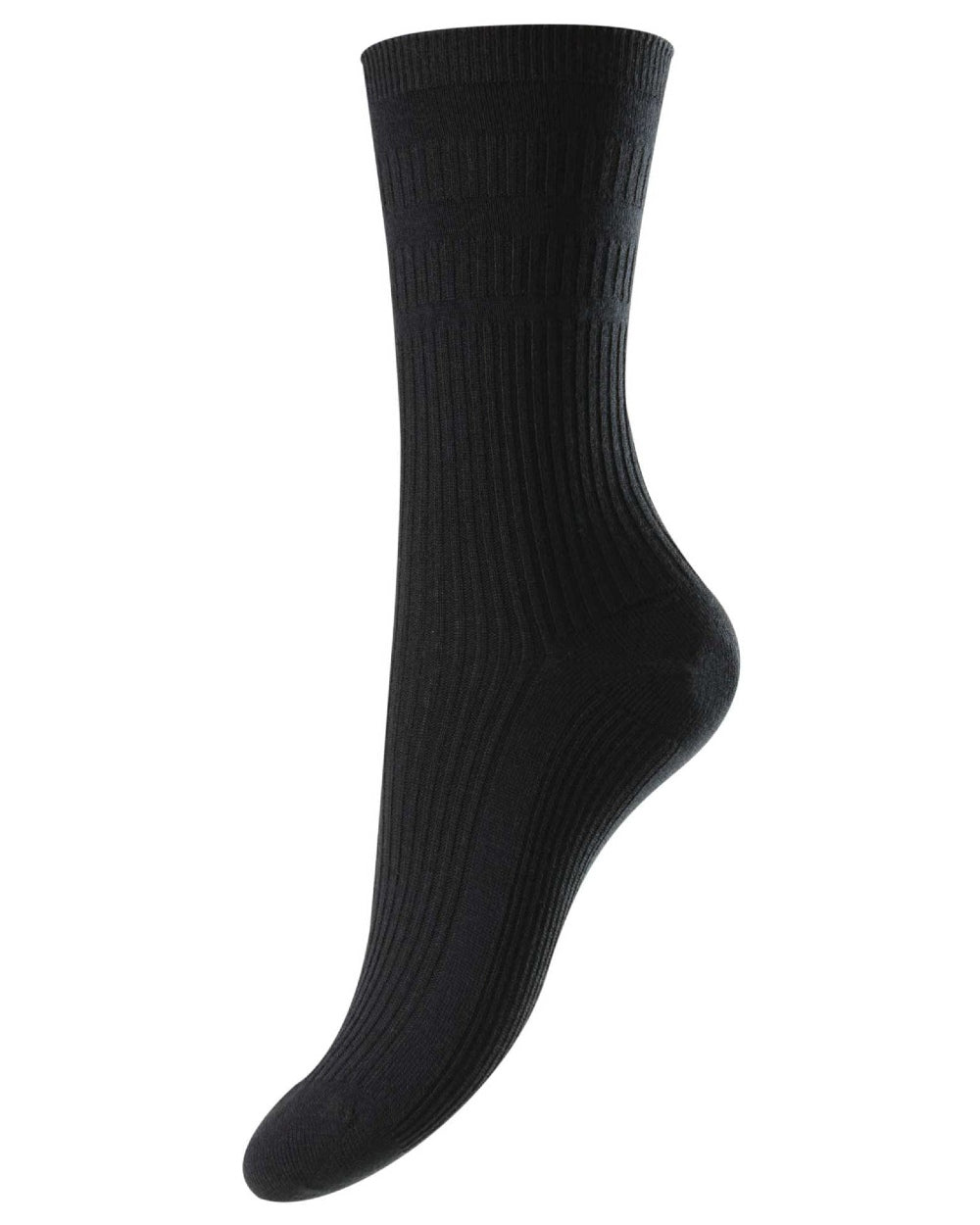 Navy coloured HJ Hall Womens Original Cotton Soft Top Socks on white background