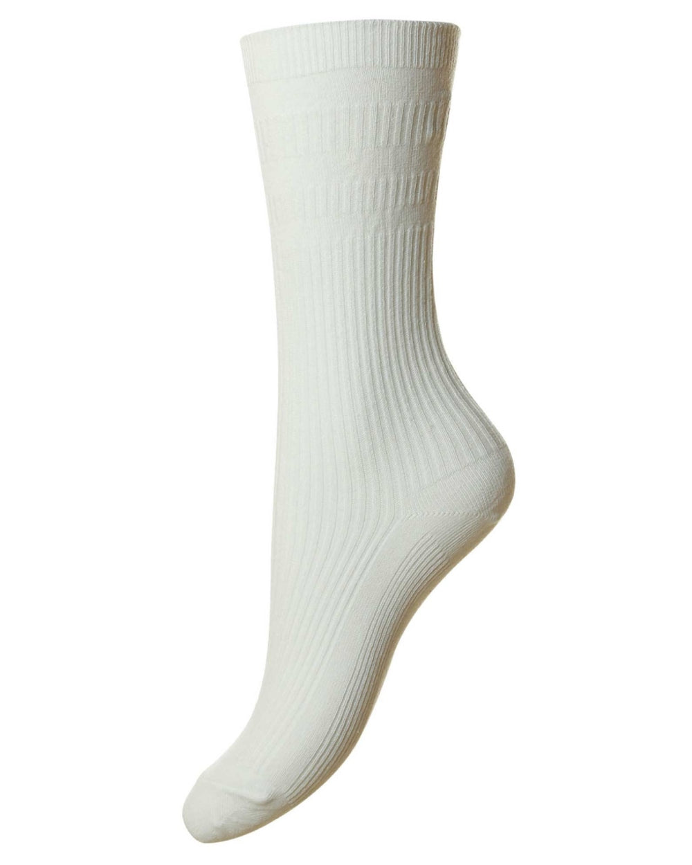 White coloured HJ Hall Womens Original Cotton Soft Top Socks on white background