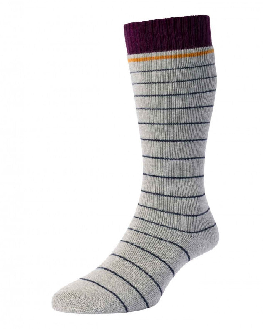 Light Grey coloured HJ Hall Womens Stripe Welly Socks on white background