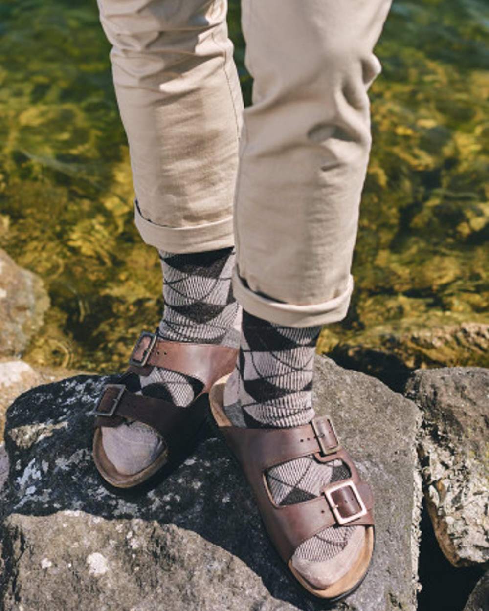 HJ Hall Argyle Wool Softop Socks In Navy Light Grey