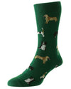 HJ Hall Mens Country Dogs Motif Cotton Rich Socks in Green #colour_green