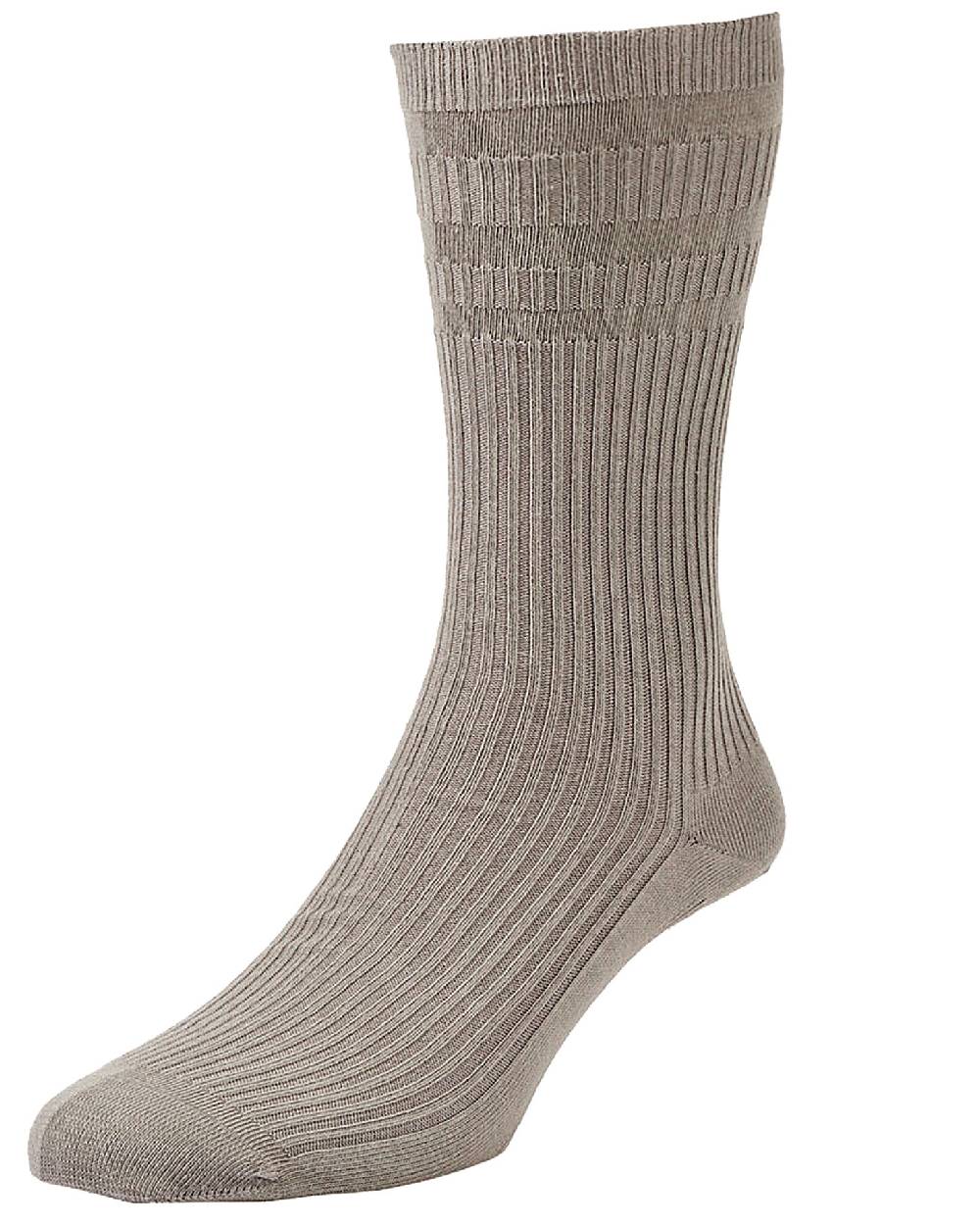 HJ Hall Cotton Extra Wide Softop Socks in Mink