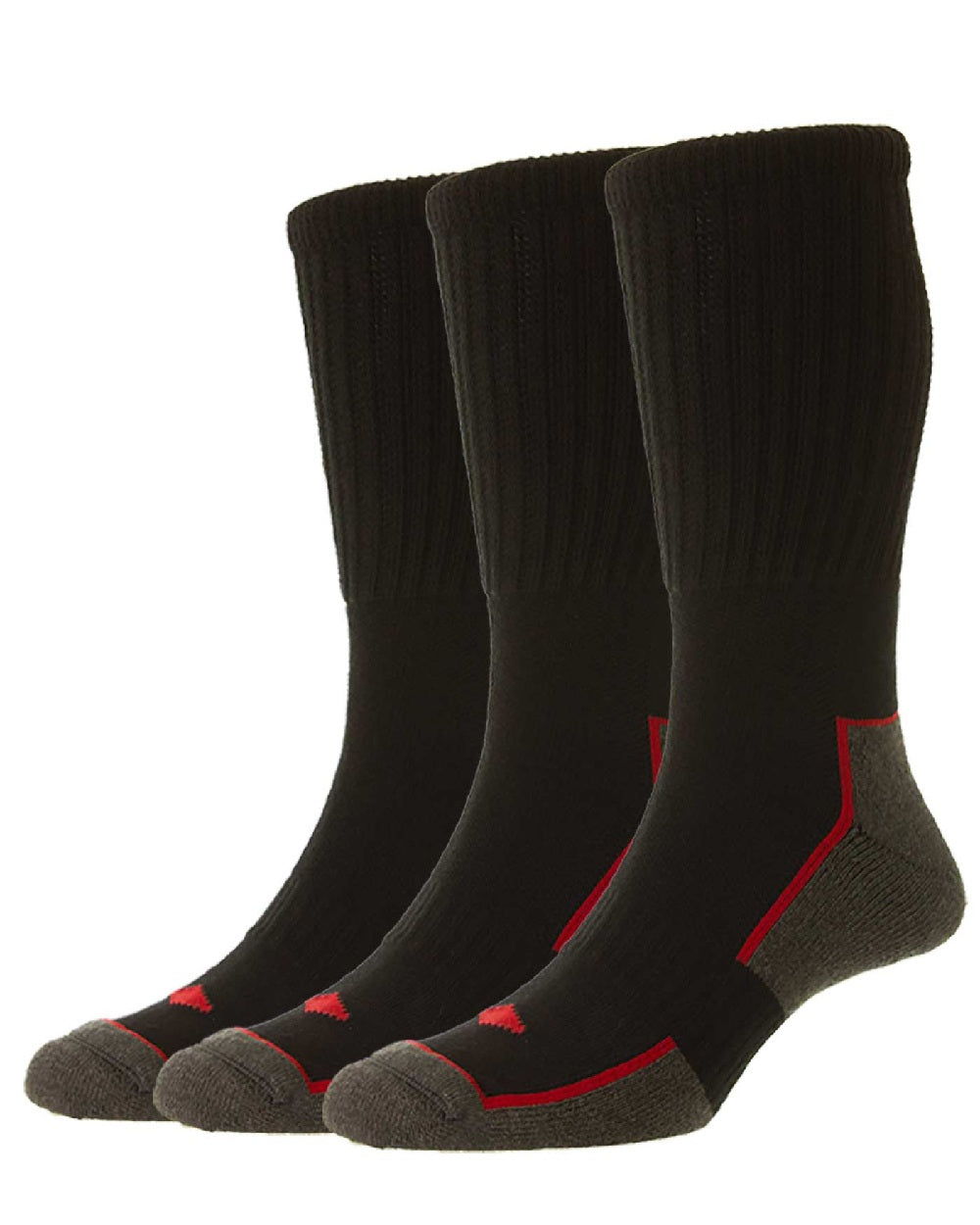 HJ Hall Long Cotton Comfort Top Work Sock | 3 Pack in Black 