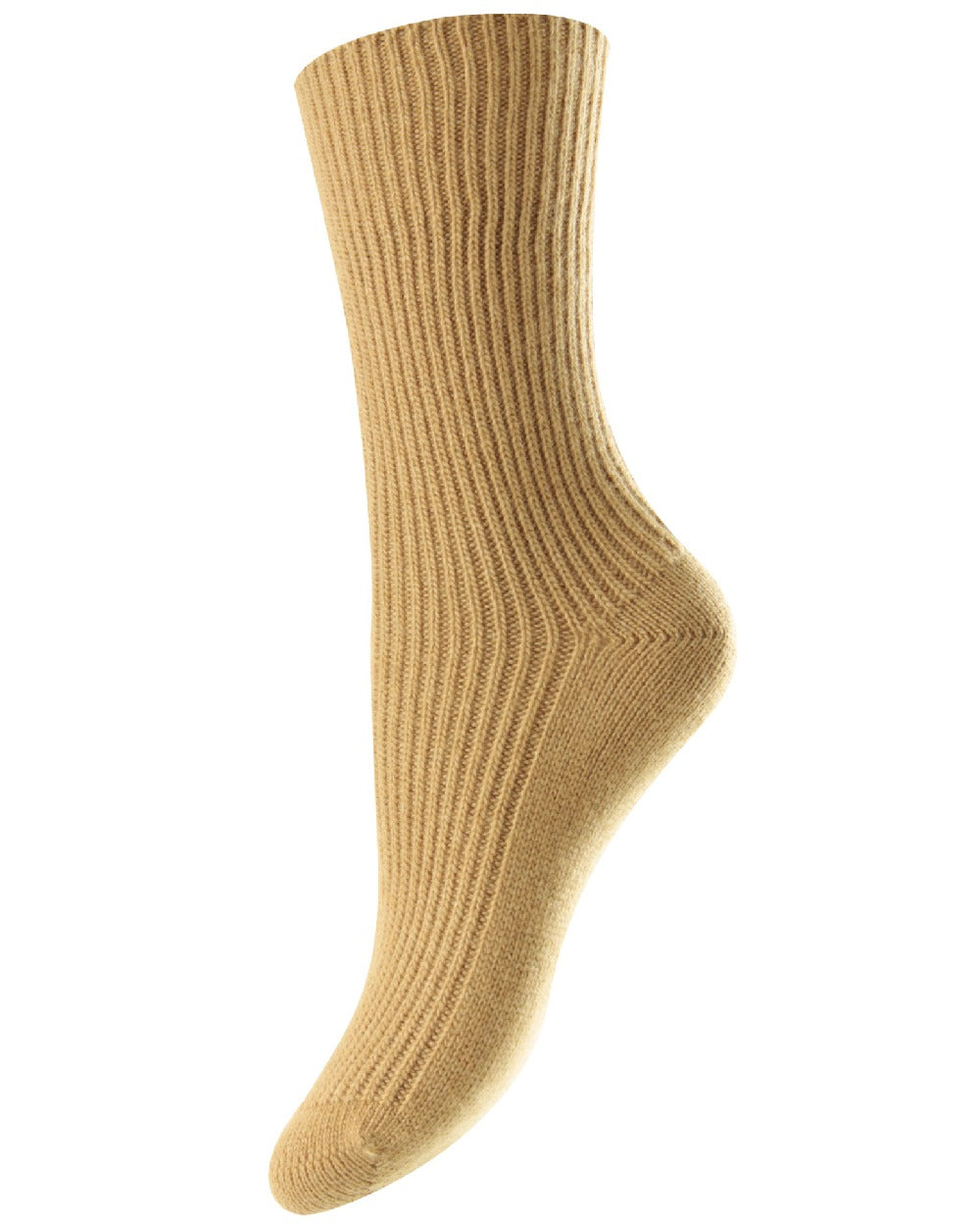 HJ Hall Cashmere Blend Turn Over Top Socks in Toffee