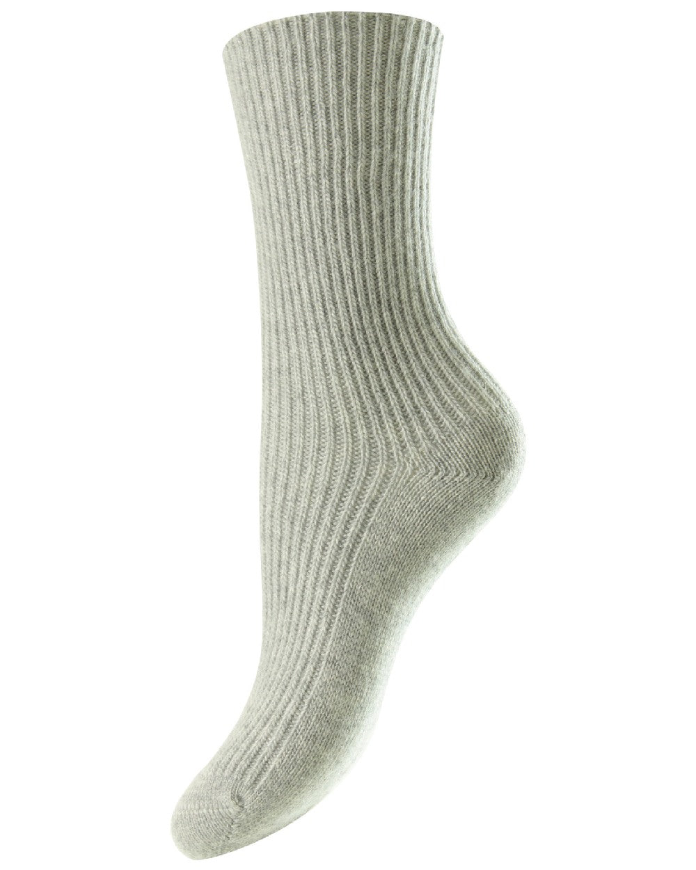 HJ Hall Cashmere Blend Turn Over Top Socks in Soft Grey