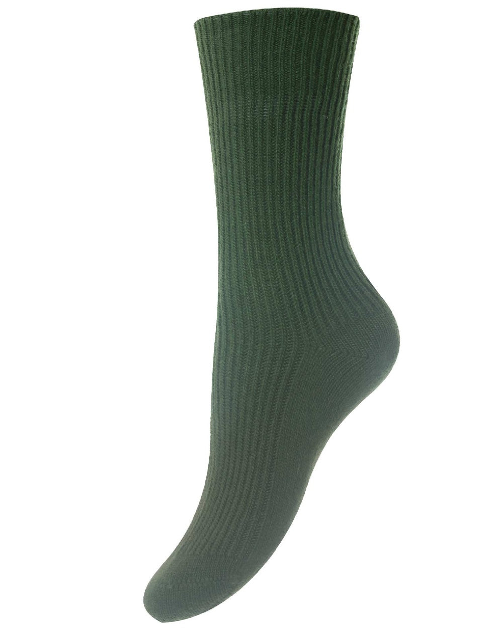 HJ Hall Cashmere Blend Turn Over Top Socks in Forest