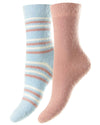 HJ Hall Fluffy Socks | 2 Pack in Light Blue and Dusky Pink #colour_light-blue-and-dusky-pink