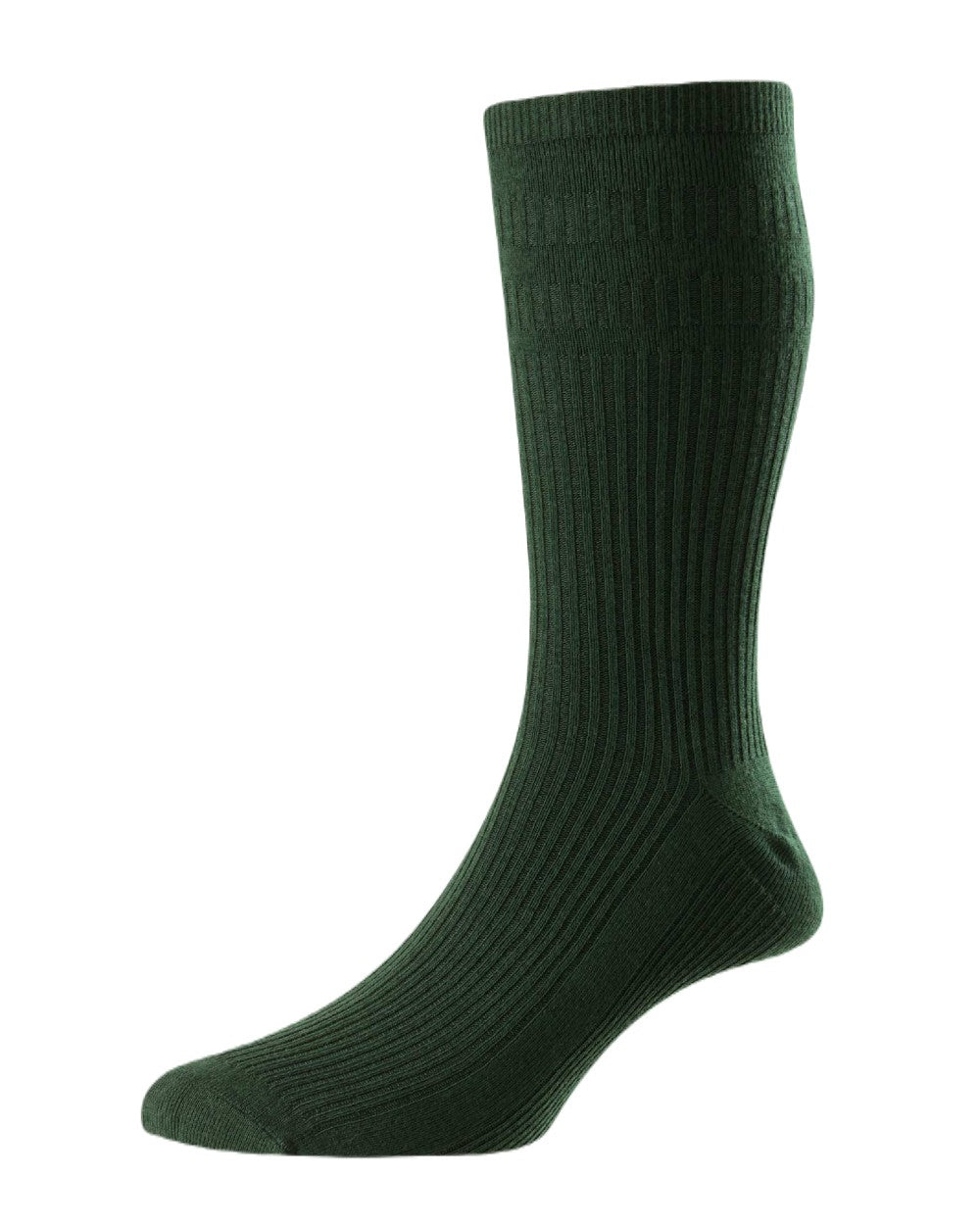 Dark Green coloured HJ Hall Mens Original Bamboo Softop Socks on white background