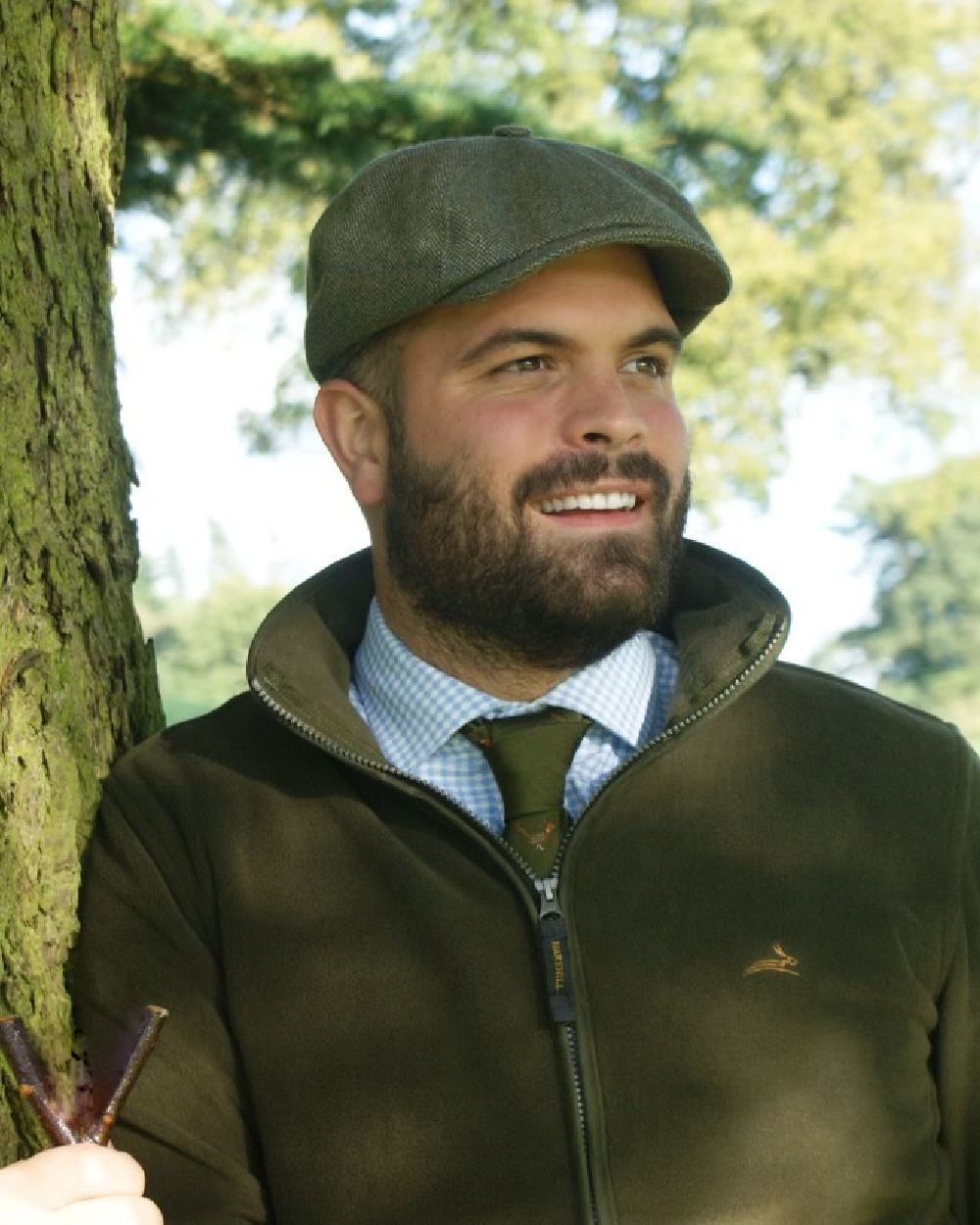 Fern Coloured Harehill Birtles Fleece Jacket on outdoor background