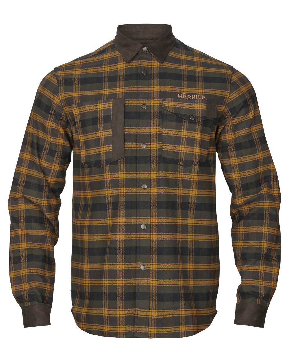 Buckthorn Brown Coloured Harkila Aivak Long Sleeved Shirt on white background