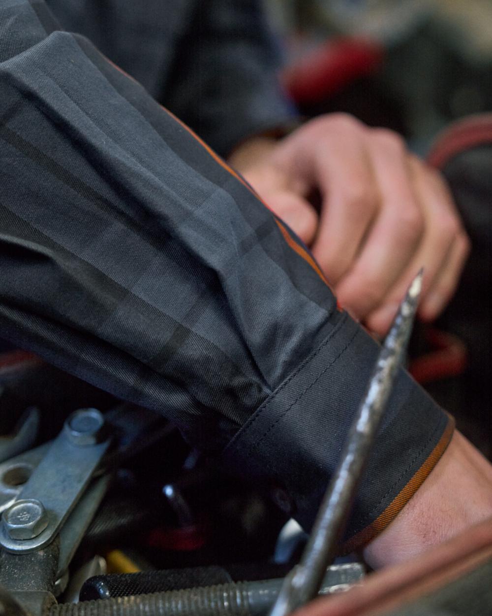 Blackberry Check Coloured Harkila Akse Long Sleeve Shirt on outdoor background