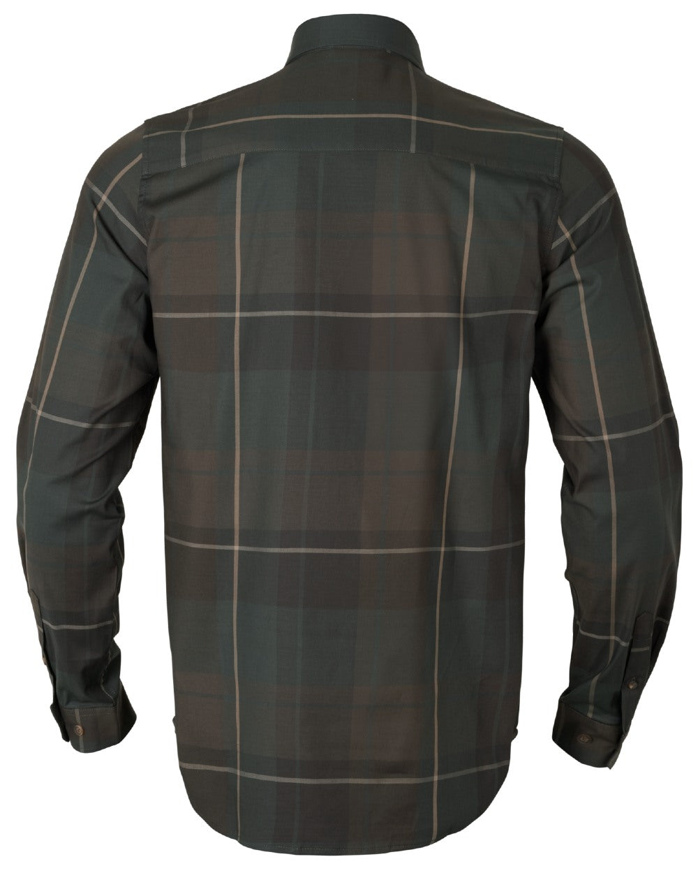 Shadow Brown Check Coloured Harkila Akse Long Sleeve Shirt on white background