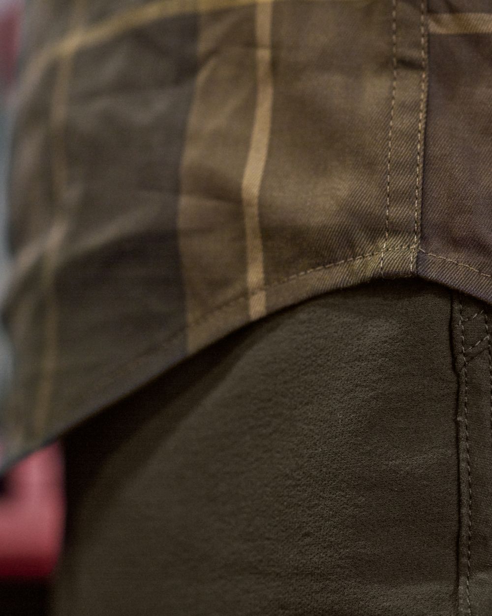 Willow Green Check Coloured Harkila Akse Long Sleeve Shirt on outdoor background