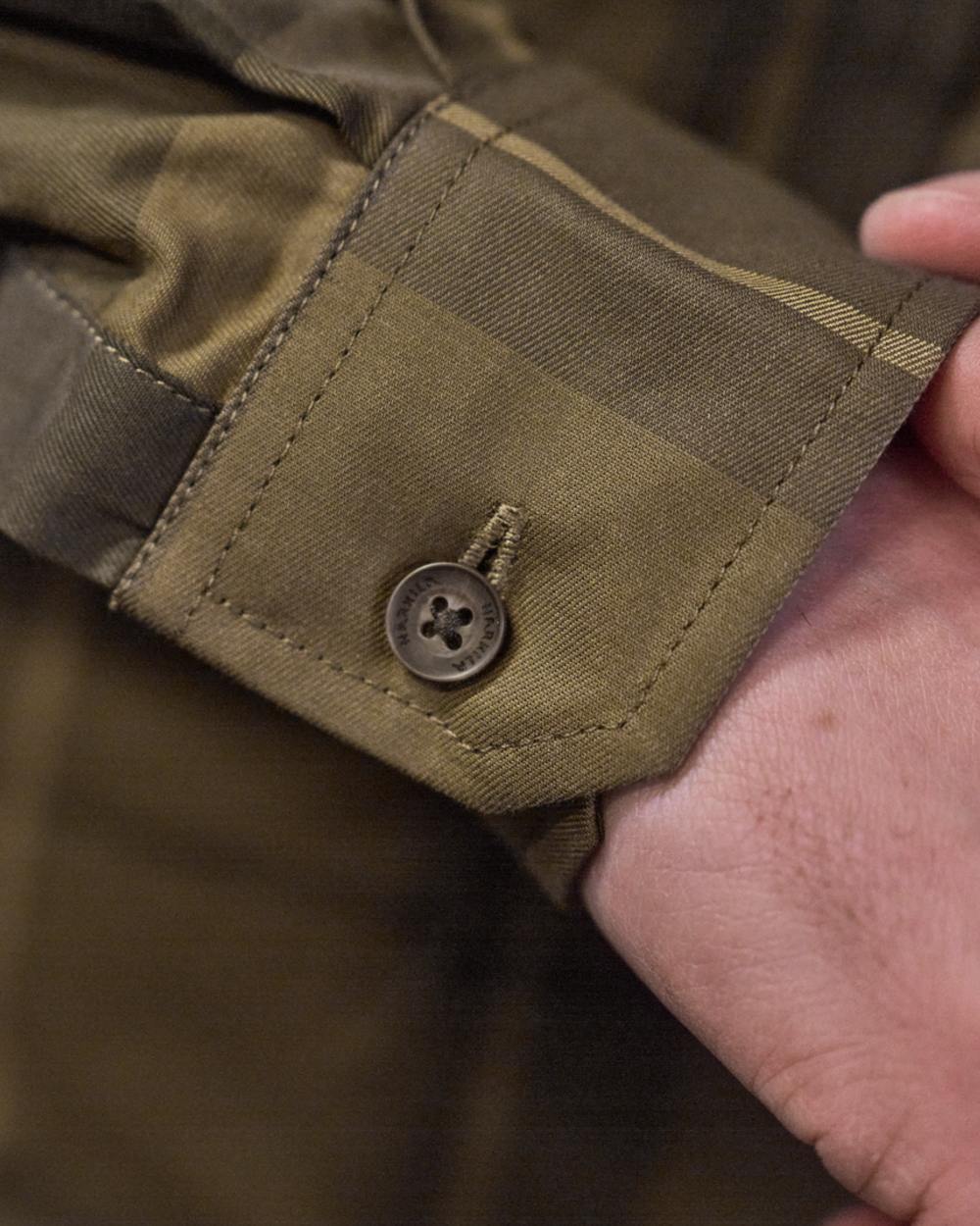 Willow Green Check Coloured Harkila Akse Long Sleeve Shirt on outdoor background