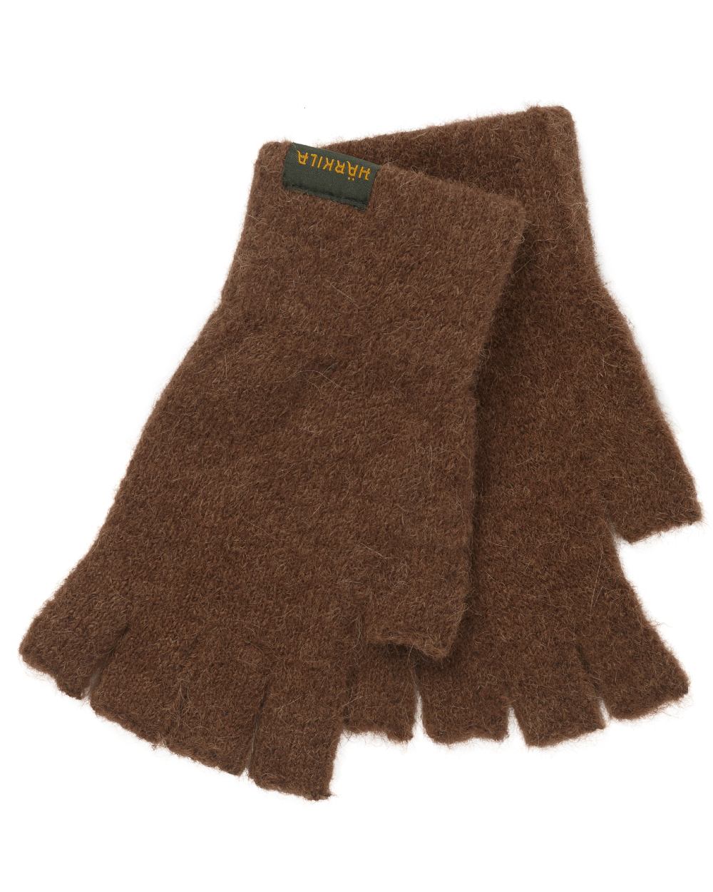 Pinecone Brown Coloured Harkila Alpacka Half Finger Gloves on white background